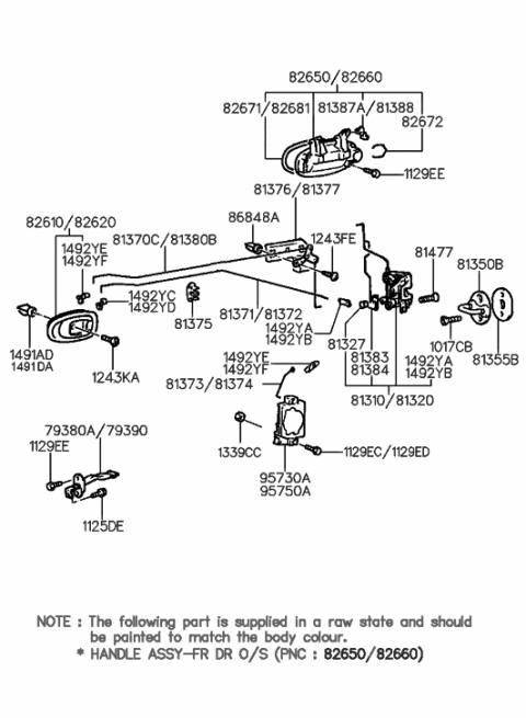 2007 Hyundai Sonata Interior Door Handle Assembly, Right Diagram for 82620-29000-FK