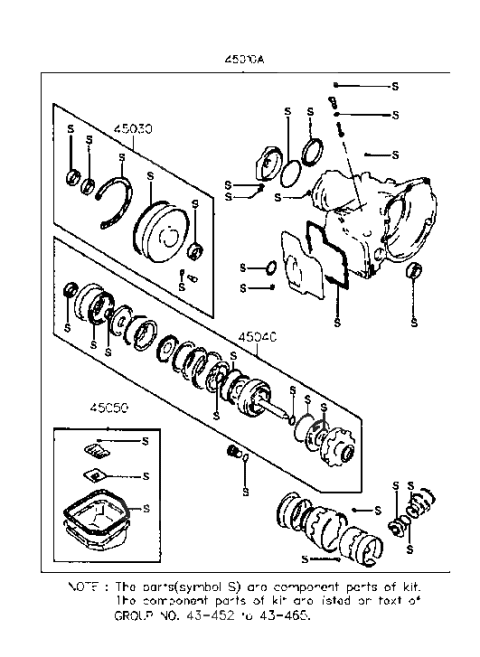 1995 Hyundai Elantra Seal Kit-Automatic Transaxle Overhaul Diagram for 45010-28A00