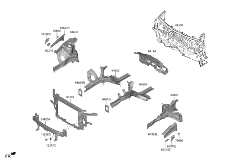 1994 Hyundai Elantra CARRIER ASSY-FRONT END MODULE Diagram for 64101-I3000