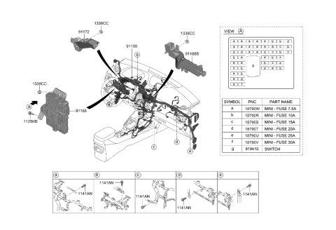 1994 Hyundai Elantra JUNCTION BOX ASSY-I/PNL Diagram for 91950-I3120