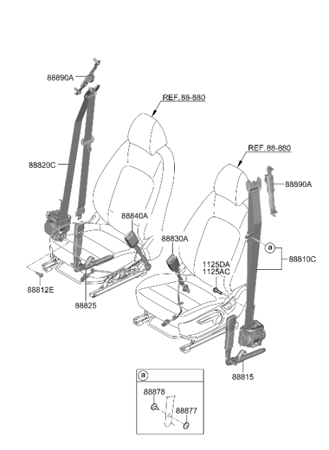 2022 Hyundai Kona N Front Seat Belt Diagram