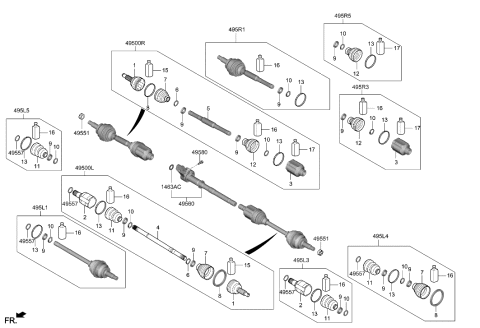 2023 Hyundai Kona N BOOT KIT-DIFF SIDE,RH Diagram for 495R5-I3000