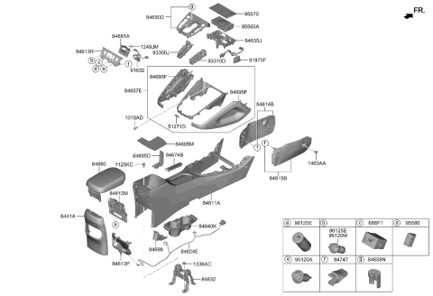 1994 Hyundai Elantra CUP HOLDER ASSY Diagram for 84670-I3AD0-4X