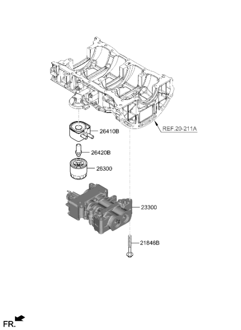 2023 Hyundai Kona N Front Case & Oil Filter Diagram