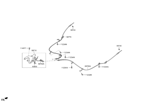 1994 Hyundai Elantra CABLE ASSY-PARKING BRAKE,RH Diagram for 59770-I3000