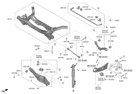 1995 Hyundai Elantra ARM ASSY-RR TRAILING ARM,RH Diagram for 55280-I3000