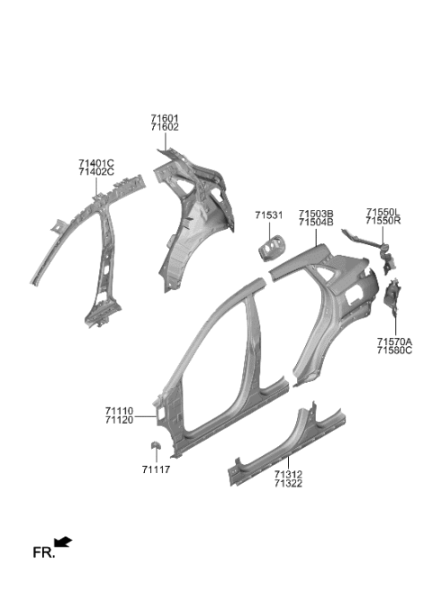 2023 Hyundai Kona N Side Body Panel Diagram