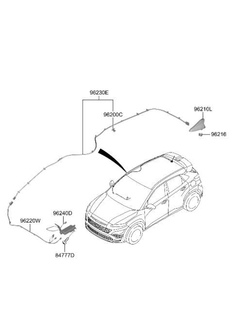 2023 Hyundai Kona N ANTENNA ASSY-COMBINATION Diagram for 96210-K4400-A2B