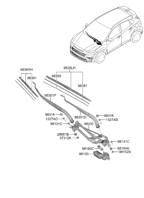 2022 Hyundai Kona N Windshield Wiper Diagram