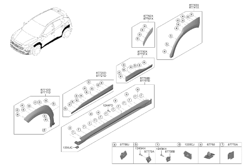 2022 Hyundai Kona N Body Side Moulding Diagram