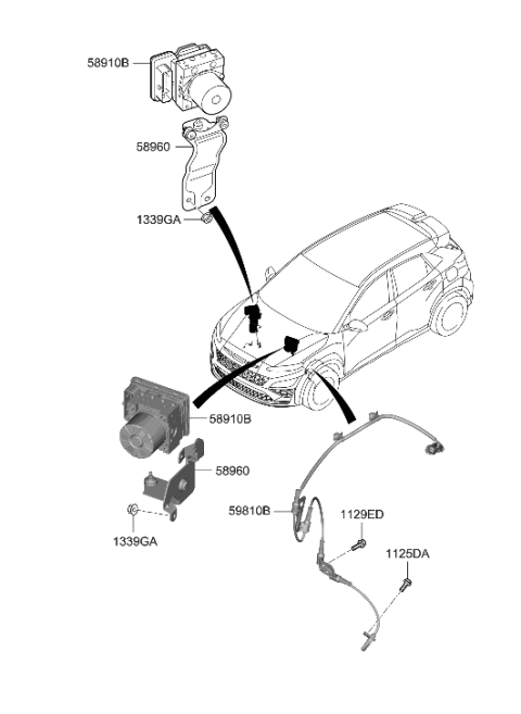 1994 Hyundai Elantra HYDRAULIC UNIT ASSY Diagram for 58910-I3000