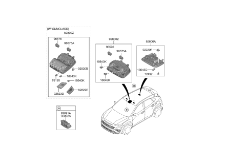 2023 Hyundai Kona N LAMP ASSY-OVERHEAD CONSOLE Diagram for 92800-J9200-TRY