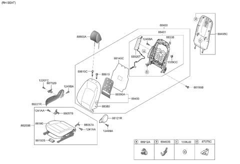 1994 Hyundai Elantra CUSHION ASSY-FR SEAT,RH Diagram for 88200-I3560-NFU