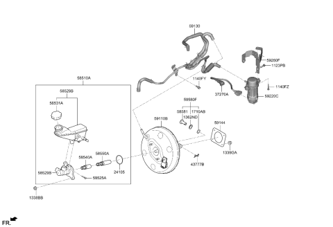1995 Hyundai Elantra HOSE ASSY-BRAKE BOOSTER VACUUM Diagram for 59130-I3000