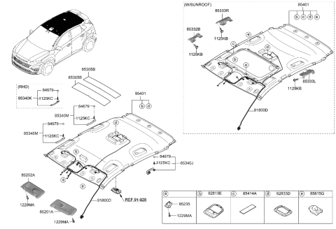 2023 Hyundai Kona N Sunvisor & Head Lining Diagram