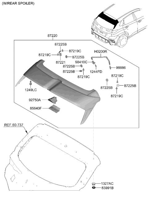 2022 Hyundai Kona N SPOILER ASSY-RR Diagram for 87210-I3000