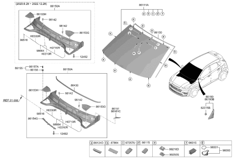 2023 Hyundai Kona N Windshield Glass Diagram