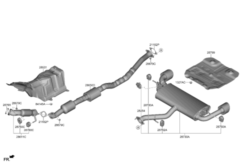 2023 Hyundai Kona N Muffler & Exhaust Pipe Diagram