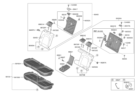 1994 Hyundai Elantra ARMREST ASSY-RR SEAT BACK Diagram for 89900-J9100-NFU