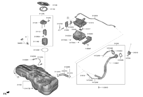 1994 Hyundai Elantra FILTER-FUEL PUMP Diagram for 31112-C0000