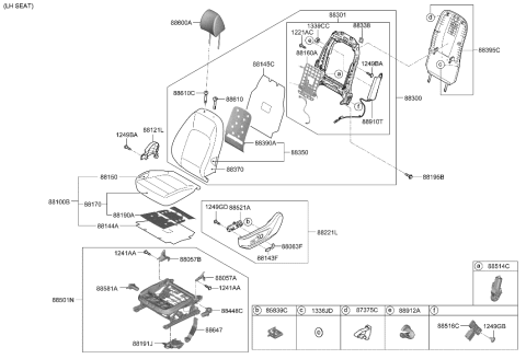 1994 Hyundai Elantra CUSHION ASSY-FR SEAT,LH Diagram for 88100-I3350-NFU
