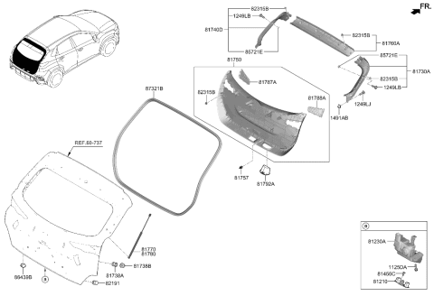 2023 Hyundai Kona N Tail Gate Trim Diagram