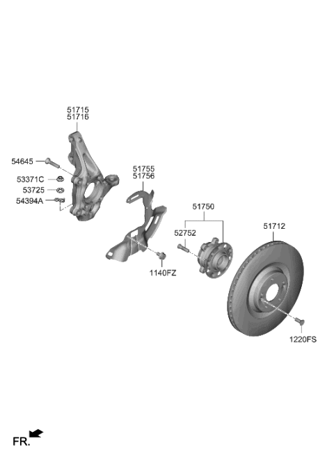 1994 Hyundai Elantra KNUCKLE-FRONT AXLE,LH Diagram for 51710-I3000