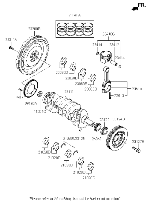 1995 Hyundai Elantra FLYWHEEL ASSY Diagram for 23200-2G710