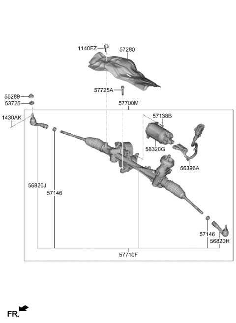 1995 Hyundai Elantra GEAR & LINKAGE ASSY-MDPS Diagram for 57700-I3200