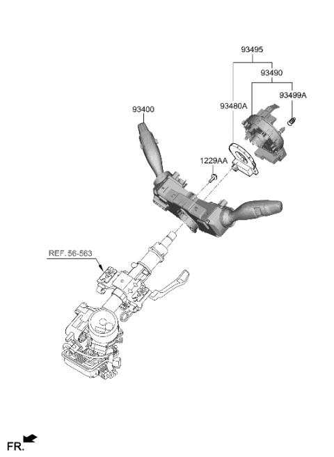 1994 Hyundai Elantra Air Bag Clock Spring Contact Diagram for 93490-S1140