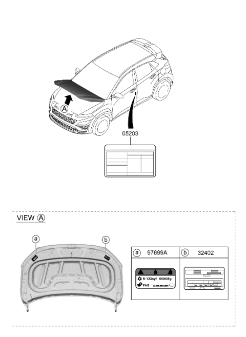 2023 Hyundai Kona N LABEL-TIRE PRESSURE Diagram for 05203-I3100