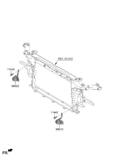 1994 Hyundai Elantra Horn Assembly-Low Pitch Diagram for 96611-J9500