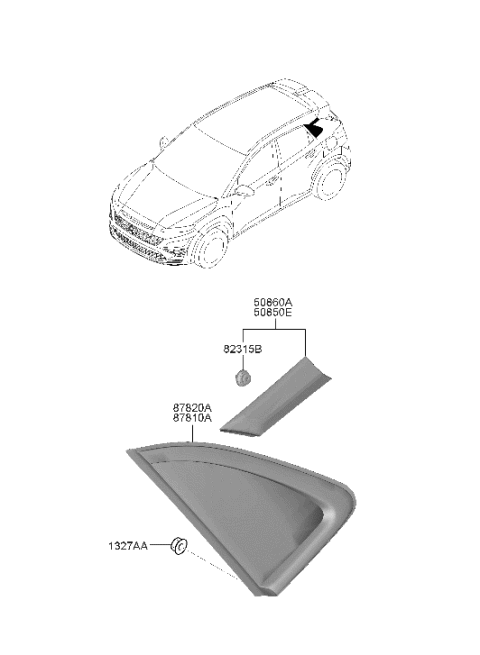 2022 Hyundai Kona N Quarter Window Diagram