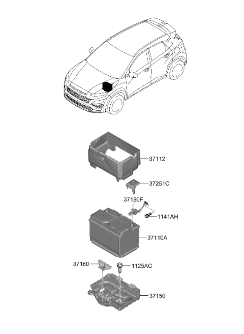 1995 Hyundai Elantra Sensor Assembly-Battery Diagram for 37180-J9600