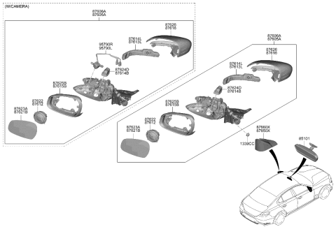 2023 Hyundai Genesis G70 Mirror Assembly-Rear View Inside Diagram for 85101-D2000
