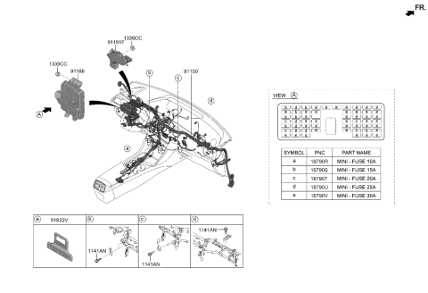 2022 Hyundai Genesis G70 Bracket-Wiring Mounting Diagram for 91931-G9090