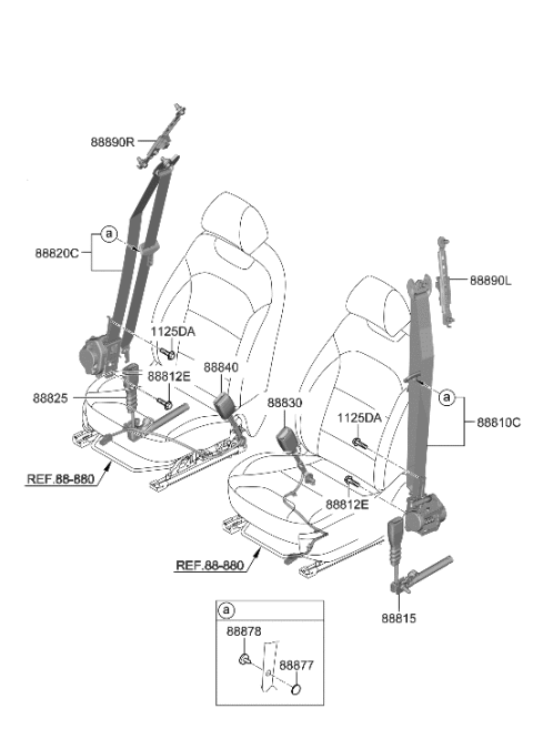 2023 Hyundai Genesis G70 Front Seat Belt Diagram