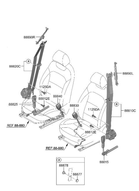 2005 Hyundai Azera STOPPER-S/BELT Lower Diagram for 88878-39000-NNB