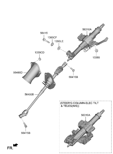 2013 Hyundai Sonata Hybrid Column Assembly-Steering Diagram for 56310-J5200