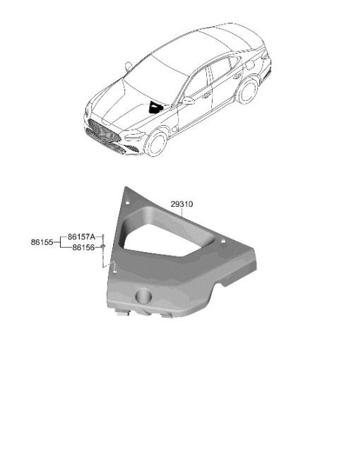 2022 Hyundai Genesis G70 Cover Assembly-Eng Room FR Diagram for 29310-G9000