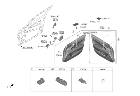 2022 Hyundai Genesis G70 Front Door Trim Diagram