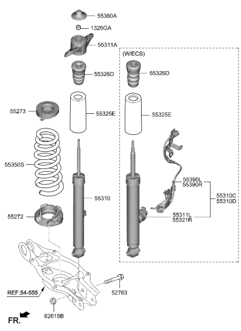 2022 Hyundai Genesis G70 Rear Spring & Strut Diagram