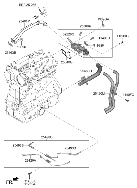 2022 Hyundai Genesis G70 Coolant Pipe & Hose Diagram 1