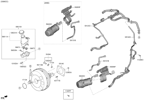 2022 Hyundai Genesis G70 Hose Assembly-Vacuum Diagram for 59140-G9150