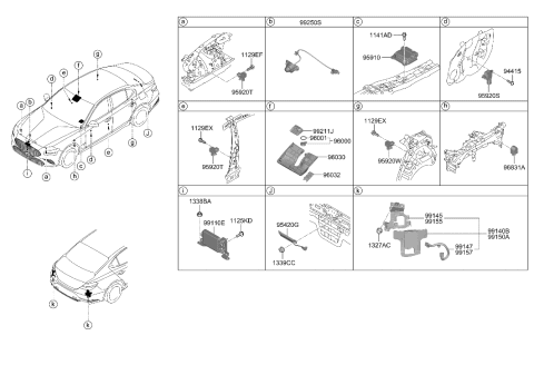 2013 Hyundai Sonata Hybrid Smart Key Antenna Assembly Diagram for 95420-C0100