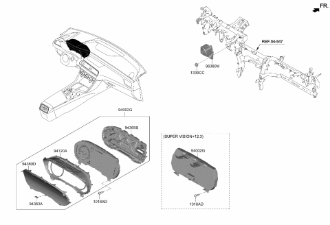 2013 Hyundai Sonata Hybrid Center Speaker Assembly Diagram for 94100-G9000
