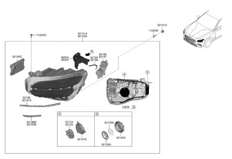 2023 Hyundai Genesis G70 Head Lamp Diagram