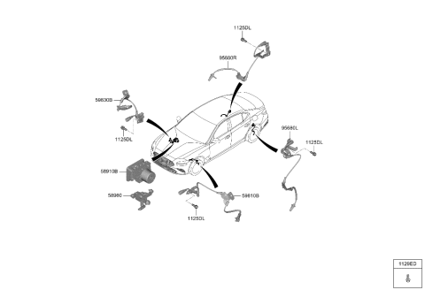 2013 Hyundai Sonata Hybrid Sensor Assembly-Abs Real Wheel ,LH Diagram for 59910-J5010