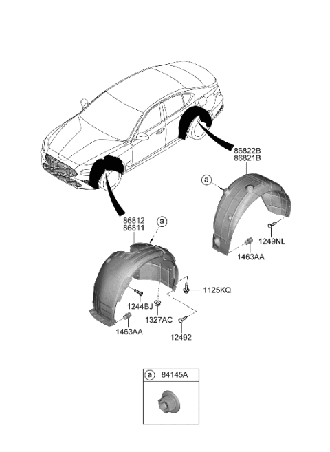 2022 Hyundai Genesis G70 Wheel Gaurd Diagram