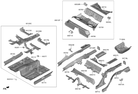 2013 Hyundai Sonata Hybrid Member Assembly-Rear Floor Front Cross Complete Diagram for 65610-G9000